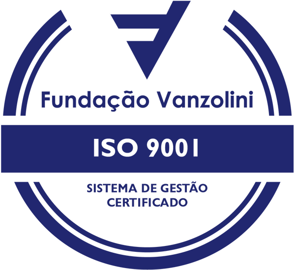 Selo Fundação Vanzolini — ISO 9001 Sistema de Gestão Certificado